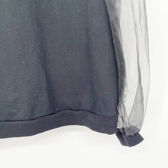 Asos Influence Sweater Size 18 Black Organza‎ Long Puff Sleeve Pullover Cotton - Picture 4 of 11